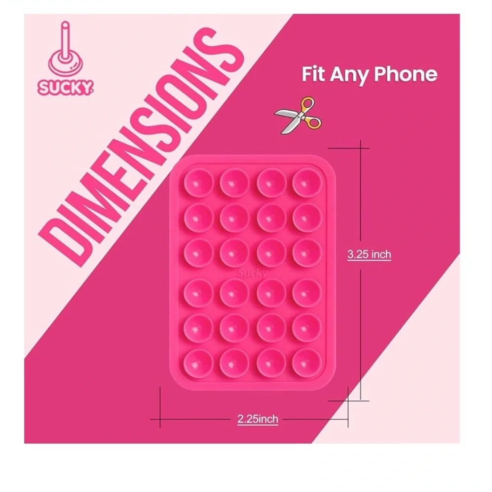 SUCKY magnetic suction phone case mount sticki grip hands free mirror hot pink